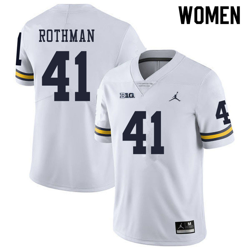 Women #41 Quinn Rothman Michigan Wolverines College Football Jerseys Sale-White